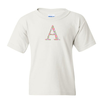 Kids 'Floral Initial' T-Shirt - United Monograms
