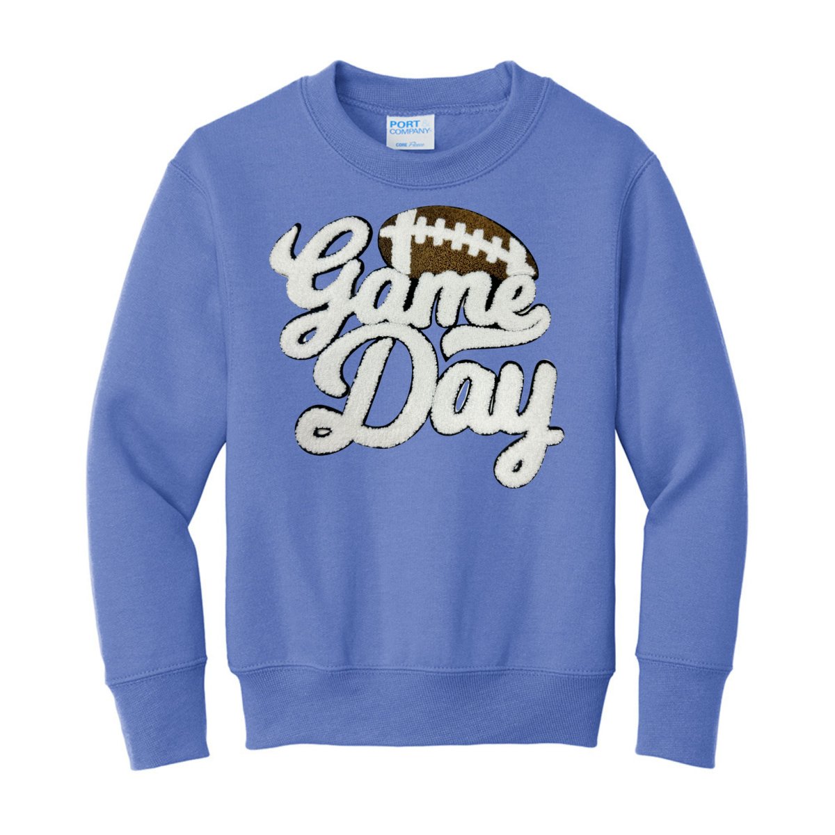 Kids Football 'Game Day' Letter Patch Crewneck Sweatshirt - United Monograms