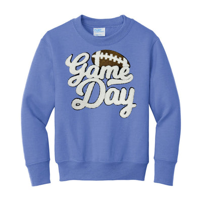 Kids Football 'Game Day' Letter Patch Crewneck Sweatshirt - United Monograms