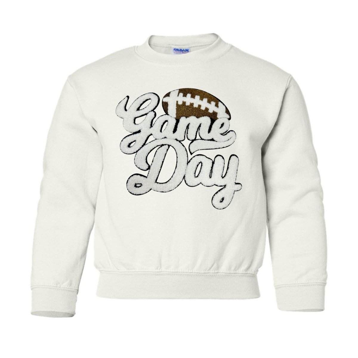 Kids Football 'Game Day' Letter Patch Crewneck Sweatshirt - United Monograms