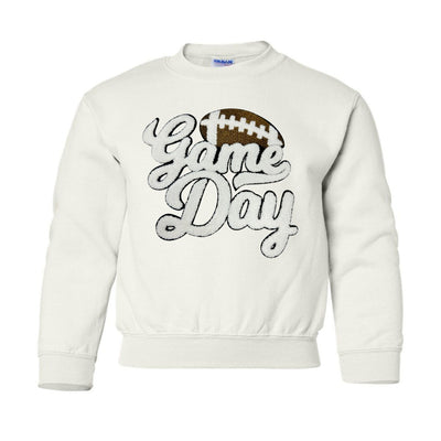 Kids Football 'Game Day' Letter Patch Crewneck Sweatshirt - United Monograms