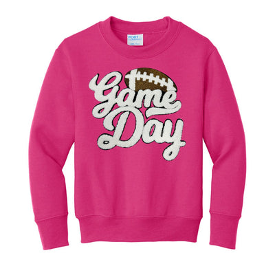 Kids Football 'Game Day' Letter Patch Crewneck Sweatshirt - United Monograms
