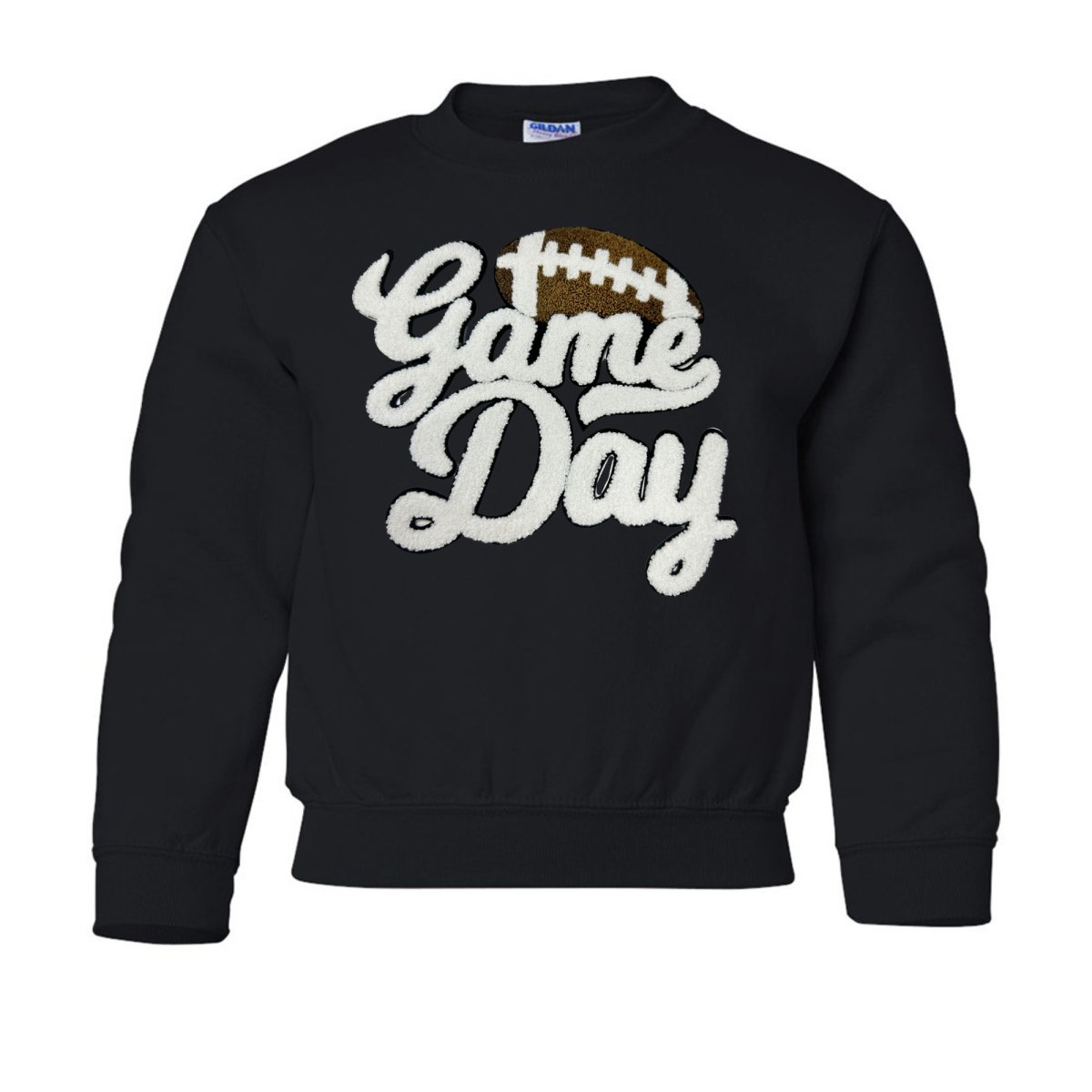 Kids Football 'Game Day' Letter Patch Crewneck Sweatshirt - United Monograms