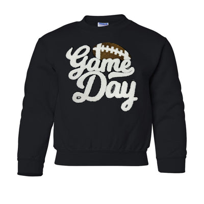 Kids Football 'Game Day' Letter Patch Crewneck Sweatshirt - United Monograms