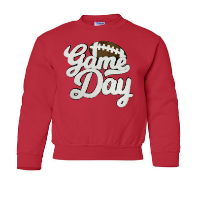 Kids Football 'Game Day' Letter Patch Crewneck Sweatshirt - United Monograms