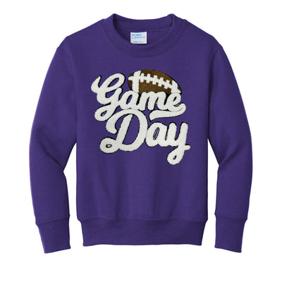 Kids Football 'Game Day' Letter Patch Crewneck Sweatshirt - United Monograms
