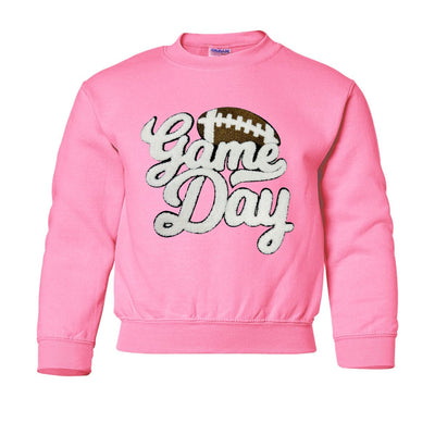 Kids Football 'Game Day' Letter Patch Crewneck Sweatshirt - United Monograms