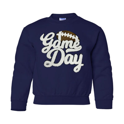 Kids Football 'Game Day' Letter Patch Crewneck Sweatshirt - United Monograms