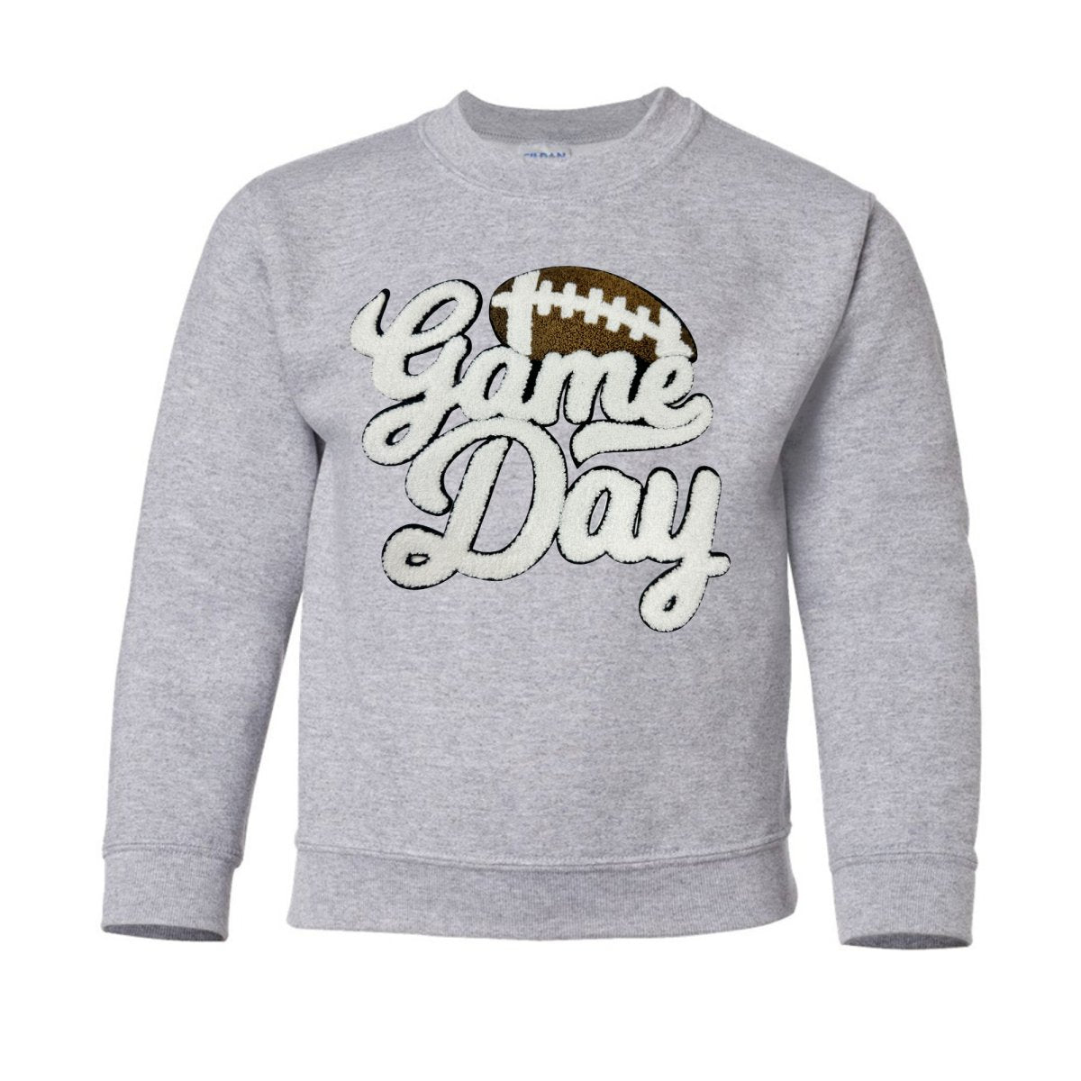 Kids Football 'Game Day' Letter Patch Crewneck Sweatshirt - United Monograms