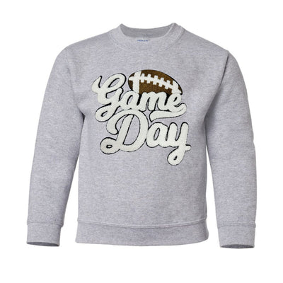 Kids Football 'Game Day' Letter Patch Crewneck Sweatshirt - United Monograms