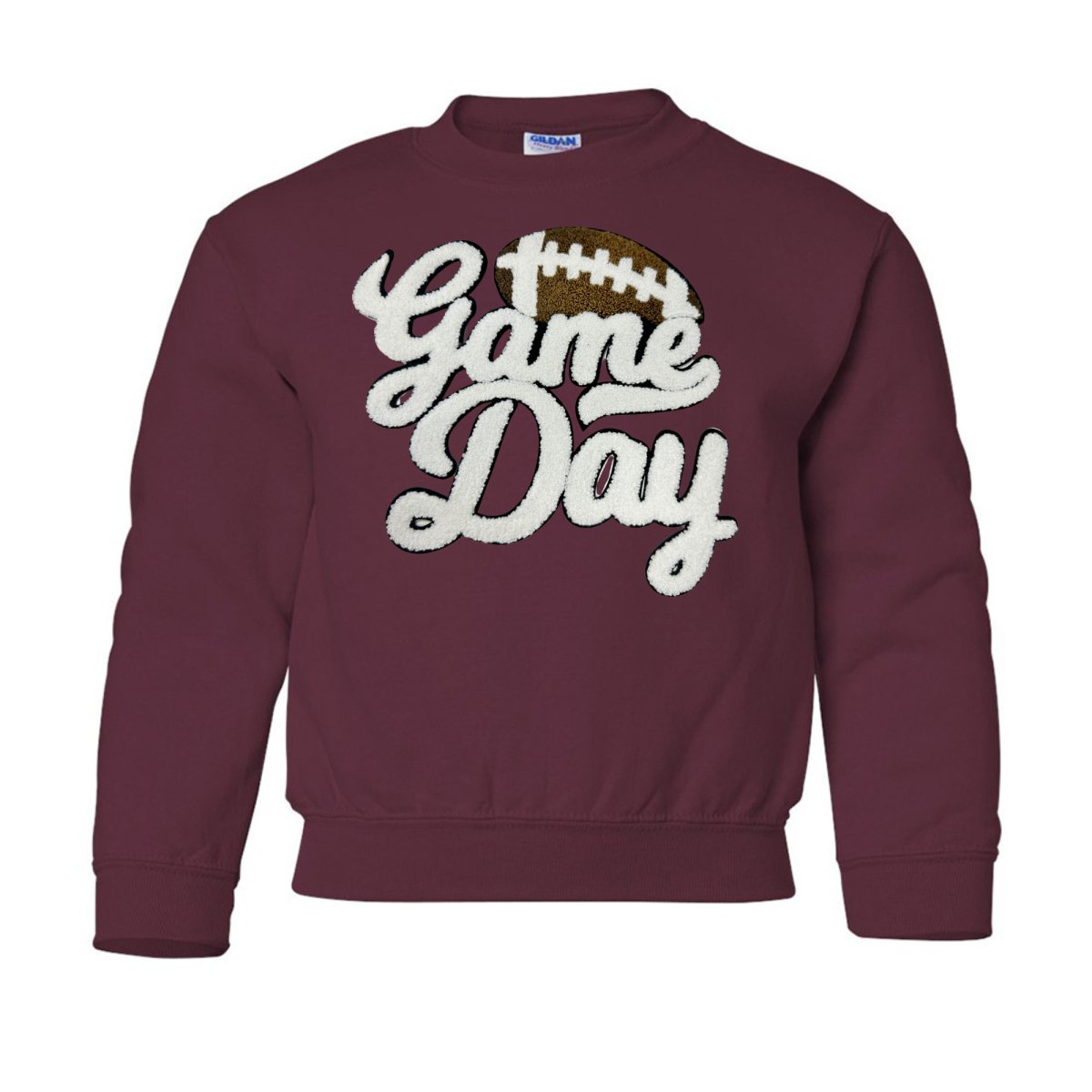 Kids Football 'Game Day' Letter Patch Crewneck Sweatshirt - United Monograms