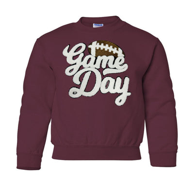 Kids Football 'Game Day' Letter Patch Crewneck Sweatshirt - United Monograms