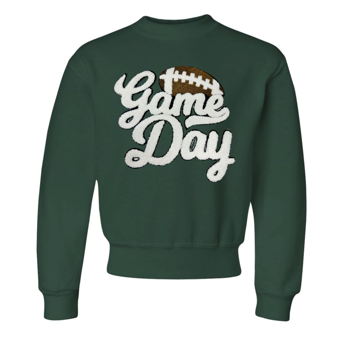 Kids Football 'Game Day' Letter Patch Crewneck Sweatshirt - United Monograms