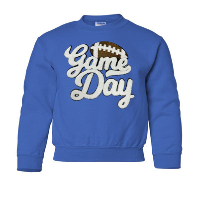Kids Football 'Game Day' Letter Patch Crewneck Sweatshirt - United Monograms