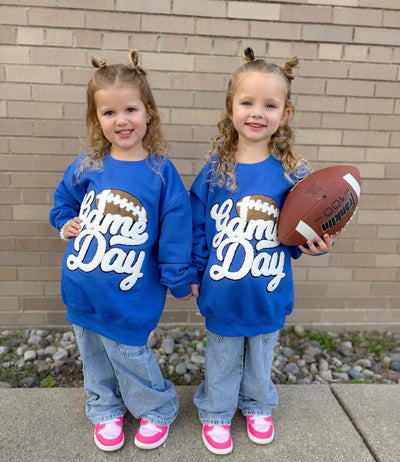 Kids Football 'Game Day' Letter Patch Crewneck Sweatshirt - United Monograms