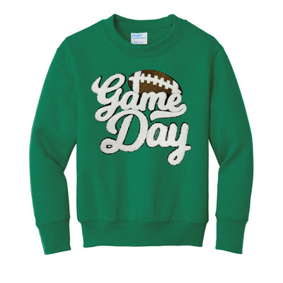 Kids Football 'Game Day' Letter Patch Crewneck Sweatshirt - United Monograms