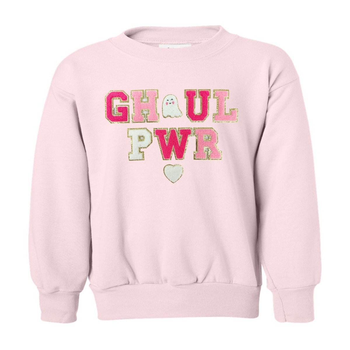 Kids 'Ghoul Pwr' Letter Patch Crewneck Sweatshirt - United Monograms