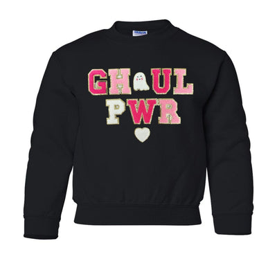 Kids 'Ghoul Pwr' Letter Patch Crewneck Sweatshirt - United Monograms