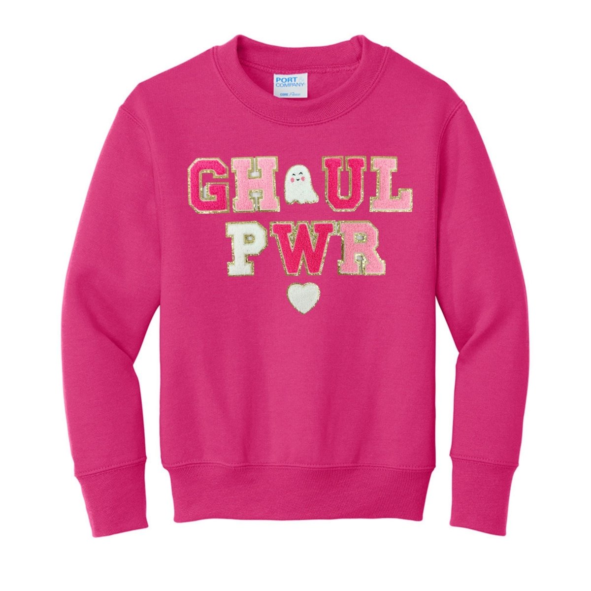 Kids 'Ghoul Pwr' Letter Patch Crewneck Sweatshirt - United Monograms