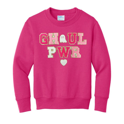 Kids 'Ghoul Pwr' Letter Patch Crewneck Sweatshirt - United Monograms