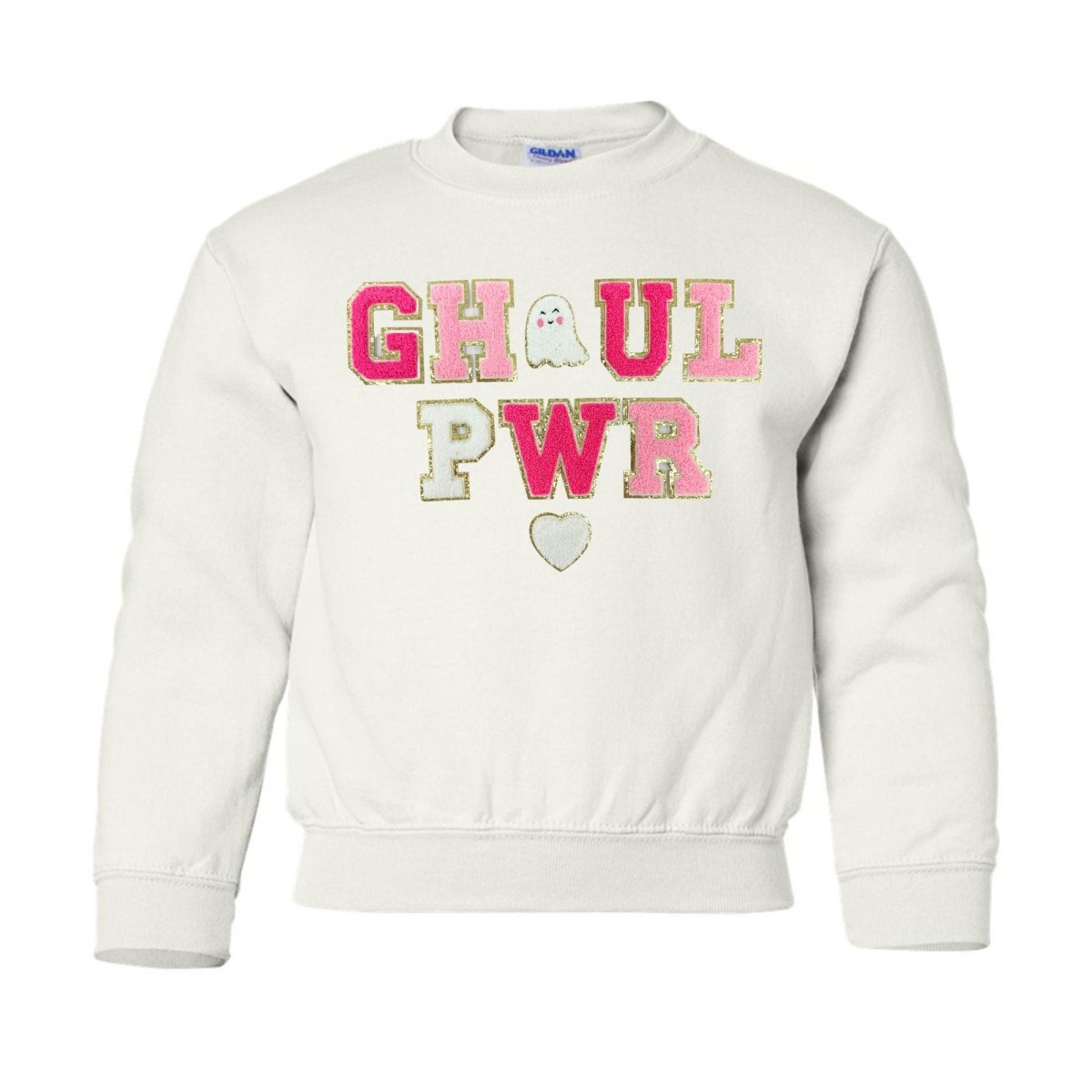 Kids 'Ghoul Pwr' Letter Patch Crewneck Sweatshirt - United Monograms