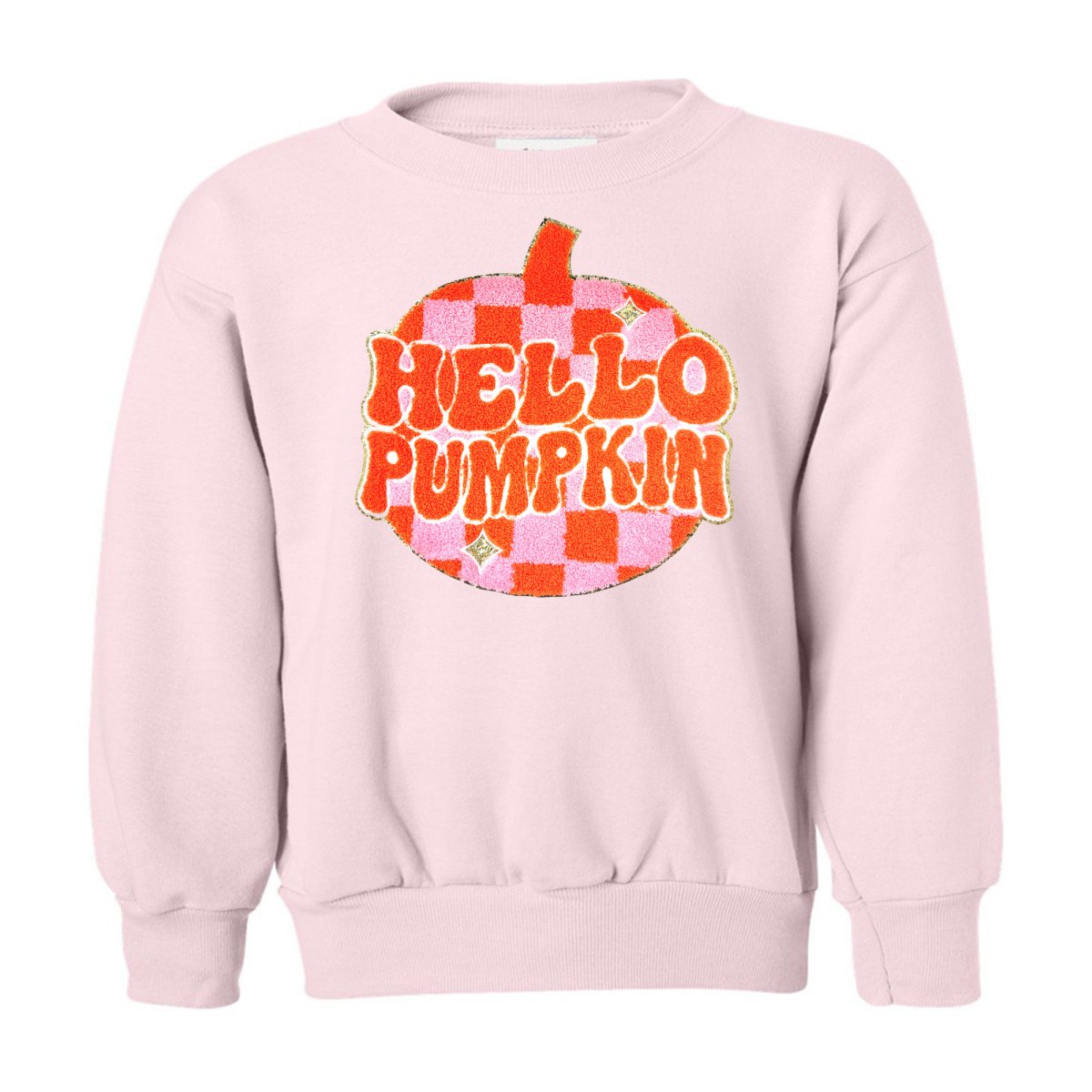 Kids 'Hello Pumpkin' Letter Patch Crewneck Sweatshirt - United Monograms