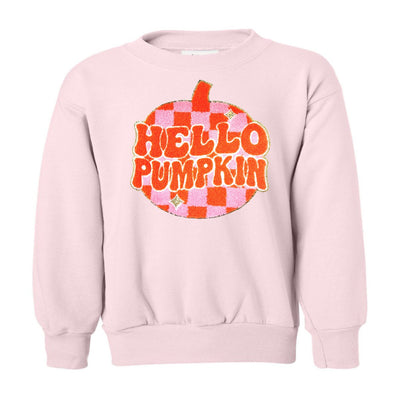 Kids 'Hello Pumpkin' Letter Patch Crewneck Sweatshirt - United Monograms