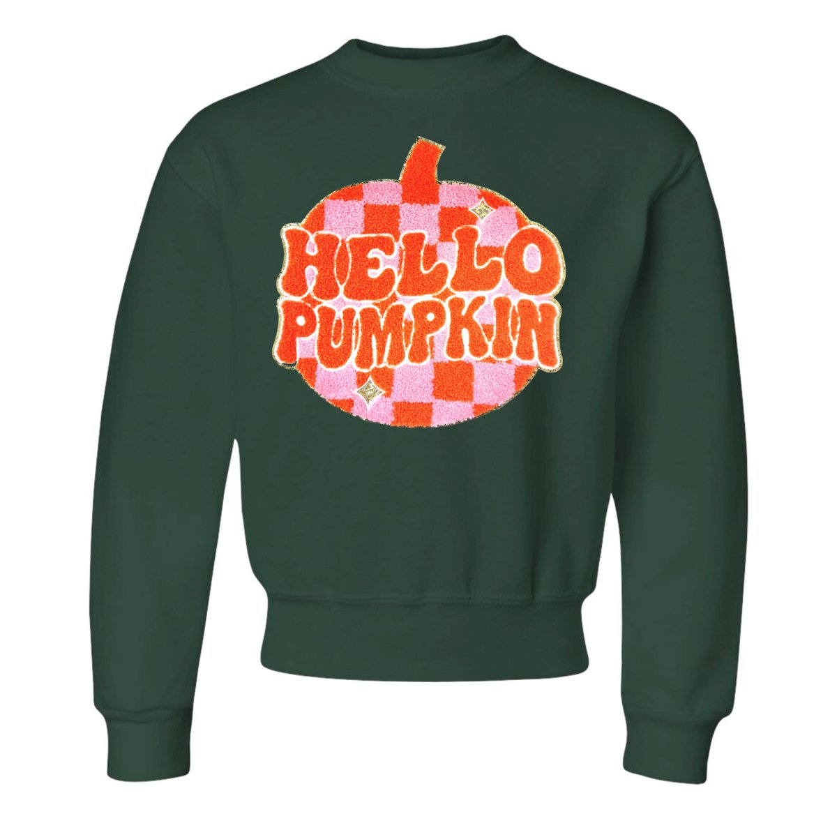 Kids 'Hello Pumpkin' Letter Patch Crewneck Sweatshirt - United Monograms