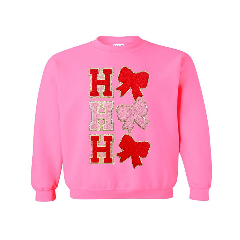 Kids Ho Ho Ho Bows Letter Patch Crewneck Sweatshirt - United Monograms