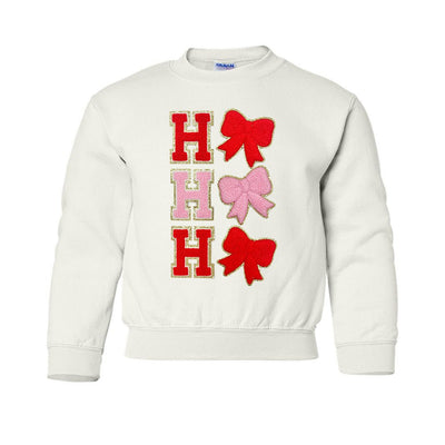 Kids Ho Ho Ho Bows Letter Patch Crewneck Sweatshirt - United Monograms