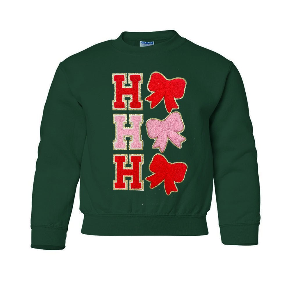 Kids Ho Ho Ho Bows Letter Patch Crewneck Sweatshirt - United Monograms