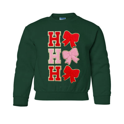 Kids Ho Ho Ho Bows Letter Patch Crewneck Sweatshirt - United Monograms