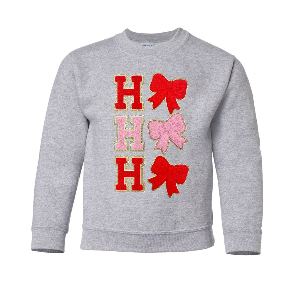 Kids Ho Ho Ho Bows Letter Patch Crewneck Sweatshirt - United Monograms