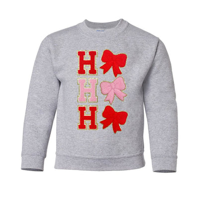 Kids Ho Ho Ho Bows Letter Patch Crewneck Sweatshirt - United Monograms