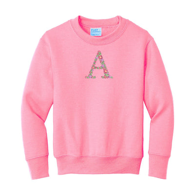 Kids Initial 'Floral Letter' Crewneck Sweatshirt - United Monograms