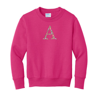 Kids Initial 'Floral Letter' Crewneck Sweatshirt - United Monograms