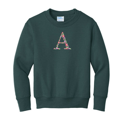 Kids Initial 'Floral Letter' Crewneck Sweatshirt - United Monograms