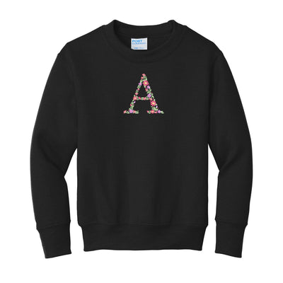 Kids Initial 'Floral Letter' Crewneck Sweatshirt - United Monograms