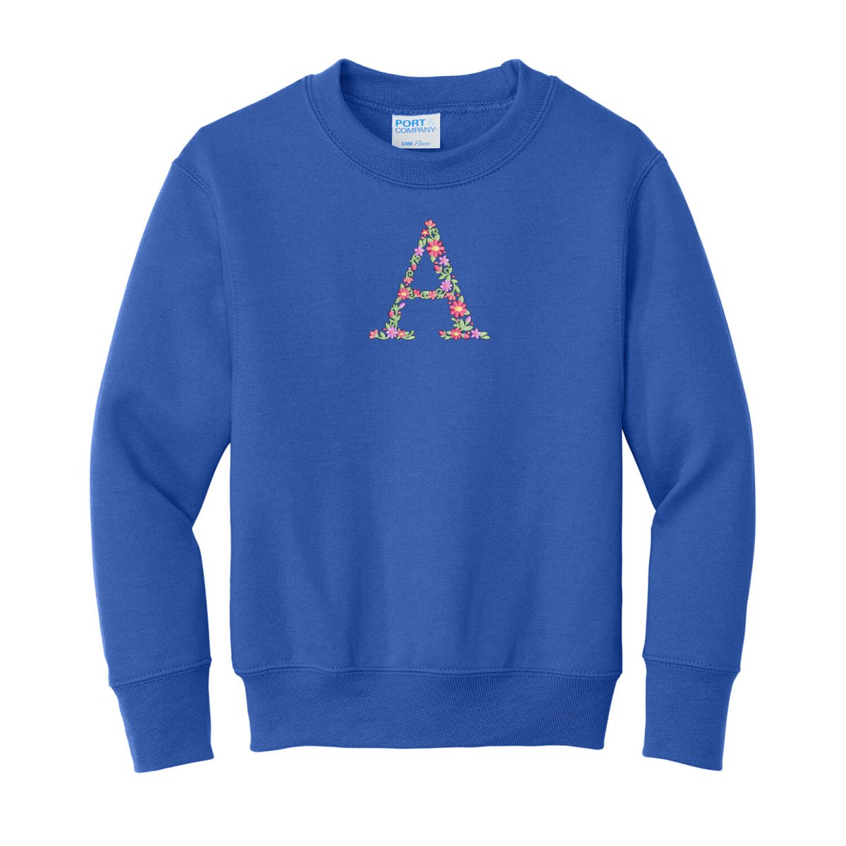 Kids Initial 'Floral Letter' Crewneck Sweatshirt - United Monograms