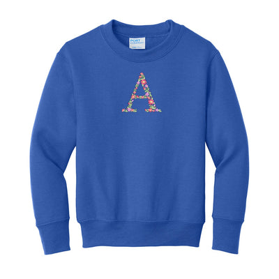 Kids Initial 'Floral Letter' Crewneck Sweatshirt - United Monograms