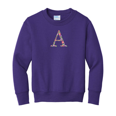 Kids Initial 'Floral Letter' Crewneck Sweatshirt - United Monograms