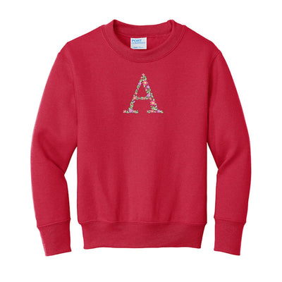Kids Initial 'Floral Letter' Crewneck Sweatshirt - United Monograms