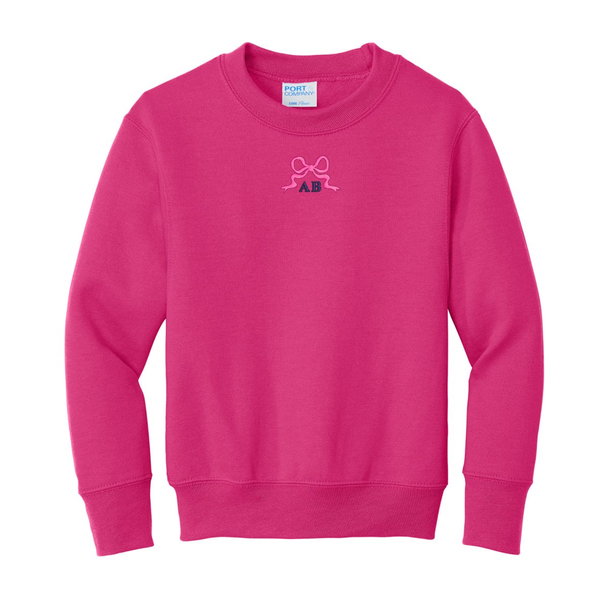 Kids Initialed 'Tiny Bow' Crewneck Sweatshirt - United Monograms
