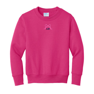 Kids Initialed 'Tiny Bow' Crewneck Sweatshirt - United Monograms