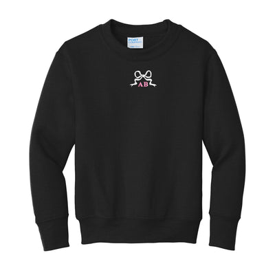Kids Initialed 'Tiny Bow' Crewneck Sweatshirt - United Monograms