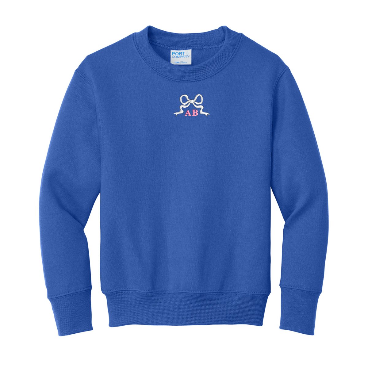 Kids Initialed 'Tiny Bow' Crewneck Sweatshirt - United Monograms