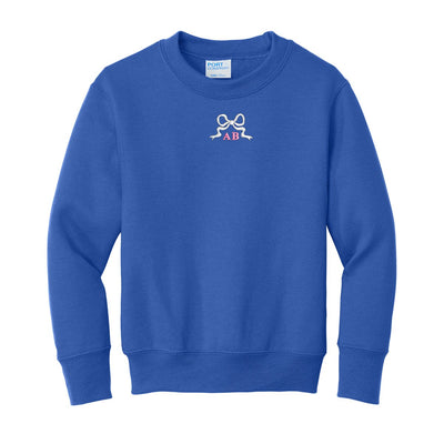Kids Initialed 'Tiny Bow' Crewneck Sweatshirt - United Monograms