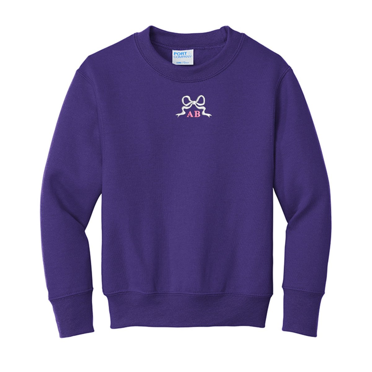 Kids Initialed 'Tiny Bow' Crewneck Sweatshirt - United Monograms