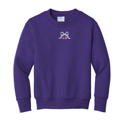 Kids Initialed 'Tiny Bow' Crewneck Sweatshirt - United Monograms