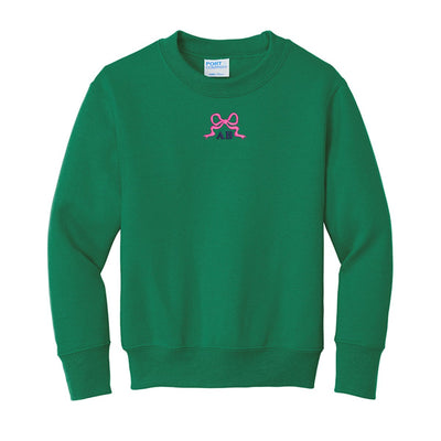 Kids Initialed 'Tiny Bow' Crewneck Sweatshirt - United Monograms